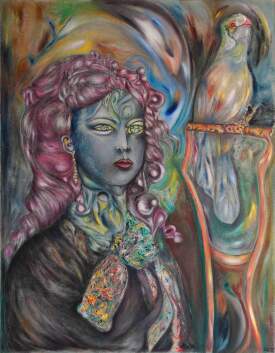 Elisa With Her Companion Bird.  RVO CUBIST ROPE