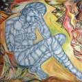 Cubist Rope Exhausted Nude oil on canvas
