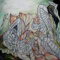 Cubist Rope Lying Female Nude oil on canvas 