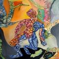 Cubist Rope Nude in the Woods oil on canvas 