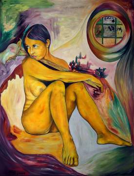 Nude in the garden oil on canvas 50’’x 38’’