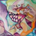 Cubist Rope Pipe Smoker oil on canvas 33.5’’x 27.5’’