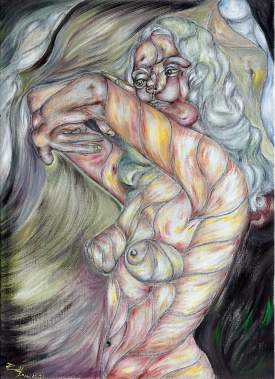 Cubist Rope Posing oil on canvas 