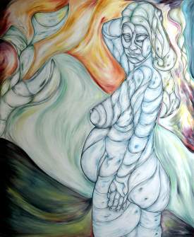 Cubist Rope Pregnant Woman oil on canvas 