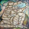 Cubist Rope Seated Nude oil on canvas 