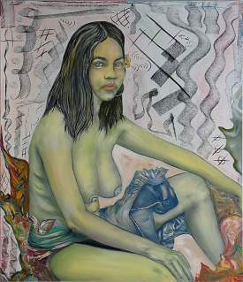 Sitting female oil on canvas 44’’x 38’’