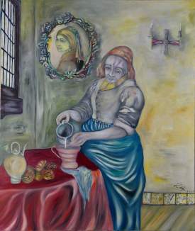 Tribute to Johannes Vermeer (Milkmaid) oil on canvas 45’’x 38’’