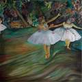 Two Dancers on the Stage Oil on canvas 50''x 38''. (After Edgar De Gas)