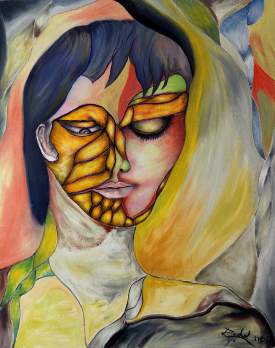 Cubist Rope Woman in Sorrow oil on canvas 30’’x 24’’
