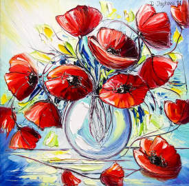 Oil painting  Sunny poppies -  by Daniela Stoykova