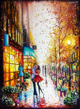 Oil painting -  Romantic fall