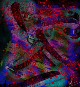 Anthropocentric AI Marathon Runner in Orange Rain