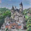 Neuschwanstein - Castle, watercolour and ink, 30 x 20 cm