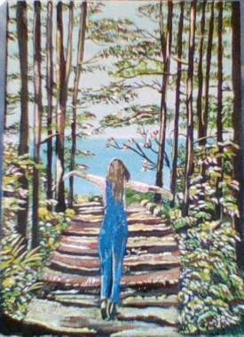 forest walk path painting
