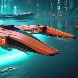 Flying Futuristic Boat