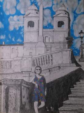 Lady on the Spanish Steps