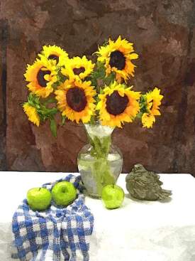 Sunflowers With Green Apples