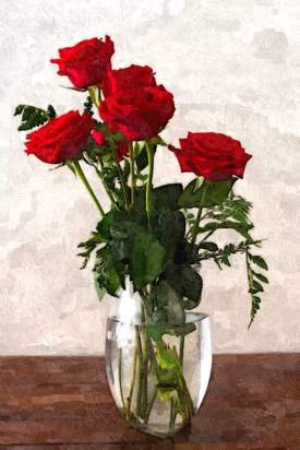 Clear Vase with Red Roses
