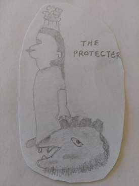 The protector / faces on the wall