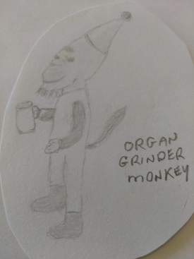 Organ grinder monkey  / faces on the wall