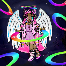 Gaby Sparkle in the rainbow ring in space