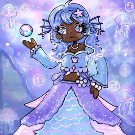 Mermaid themed girl drawing 💜🩵