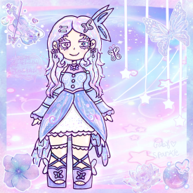 Butterfly themed girl drawing 💜 🩵