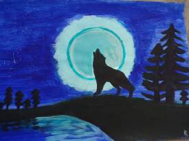 Wolf bei Vollmond