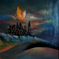 Bosom Moon above the City.. oil painting
