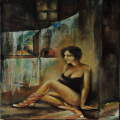 tired washerwoman... oil painting