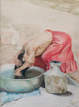 Girl Washing her Hair