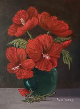 Hour Painting. Red Hibiscus. 