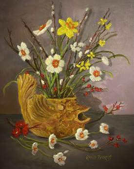 Spring Flowers In A Pufferfish Teapot