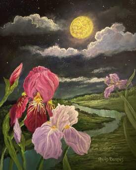Irises On. A Blue Moon Night