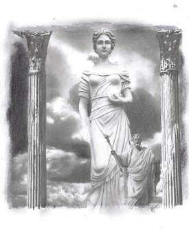 Greek Philosopher discussing Aphrodite in front of her statue
