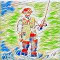 Gentleman fly fisherman... colored pencil
