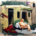 Relaxing at the cafe... mixed media