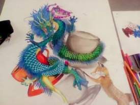 Dragon & tea cups