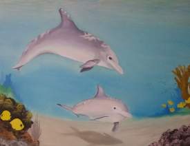 Dolphins under the Ocean
