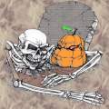 Skelton and evil pumpkin 