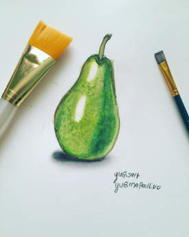 watercolor pear artwork 