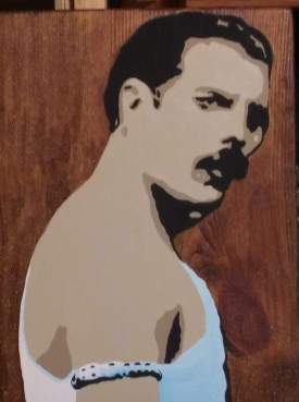 Freddie Mercury Acrylics on Wood Hand painted Pop Art
