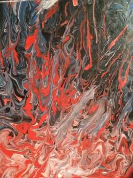 Into the Line of Fire 11x14 Canvas Abstract Fluid Pour Art Hand painted Acrylic Original Painting