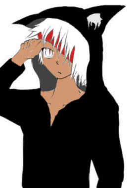 Anime guy with black animal hood