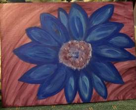Original Abstract Acrylic Painting - Blue Sunflower